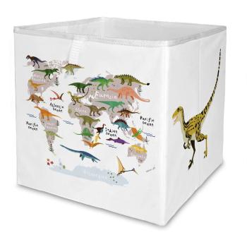 Organizator de jucării pentru copii alb din material textil 32x32x32 cm Dino World Map – Butter Kings