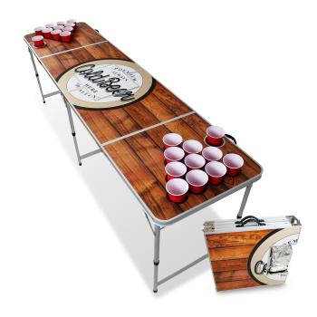 BeerCup Backspin Beer Pong,masă, set, de lemn, compartiment pentru gheață, 6 mingiuțe, 50 de pahare