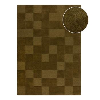 Covor kaki țesut manual din lână 160x230 cm Checkerboard – Flair Rugs