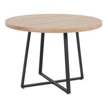 Masă de dining în culoare naturală rotundă cu blat cu aspect de lemn de stejar ø 110 cm Anja – Støraa