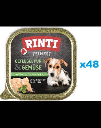 RINTI Feinest Poultry Pure&amp;Vegetables tava mancare pentru caini 48x150 g pasare si legume