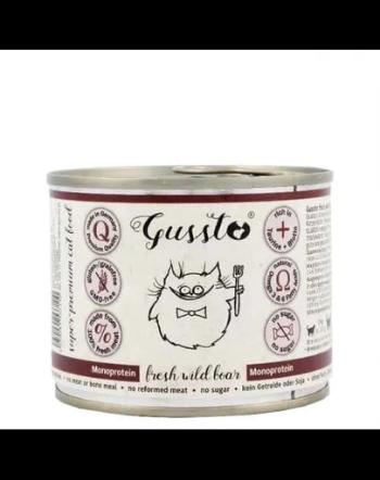 GUSSTO Cat Fresh Wild Boar conserva hrana umeda pisici 12x200 g cu vitel