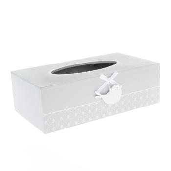 Cutie de batiste Little bird, din lemn, gri, 26 x15,5 cm,