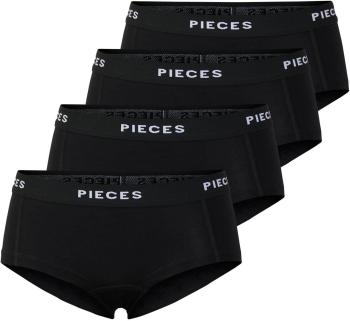 Pieces 4 PACK - chiloți pentru femei Boxer PCLOGO 17106857 Black S