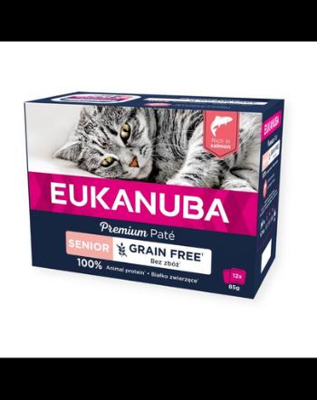 EUKANUBA Grain Free Senior Pateu pentru pisici Senior Somon 12 x 85 g