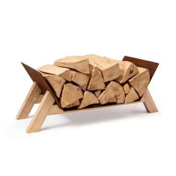 Blumfeldt Firebowl Langdon Wood Rust, suport pentru lemne, 68 × 38 × 34 cm, fier și lemn