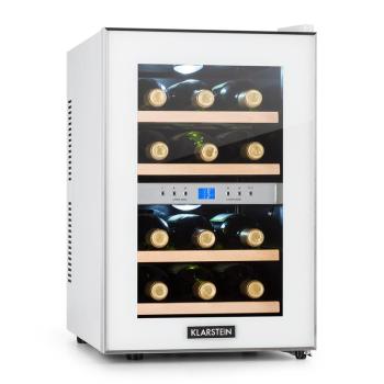 Klarstein RESERVA, frigider pentru vinuri, 34 l, 12 sticle, 2 zone de răcire, 7-18 ° C, albă