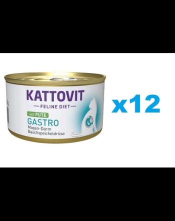 KATTOVIT Feline Diet Gastro Turkey hrana umeda dietetica pentru pisici cu afectiuni gastrointestinale, curcan 12 x 85 g