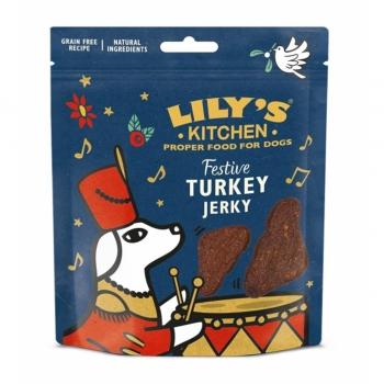 LILY'S KITCHEN Christmas Festive Turkey Jerky, Curcan, recompense fără cereale câini, 70g