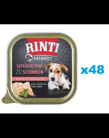 RINTI Feinest Poultry Pure&amp;Ham set hrana umeda 48x150 g pentru caini, cu pasare si sunca