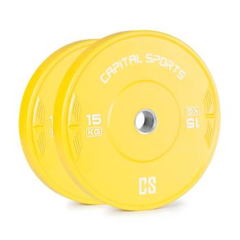 Capital Sports Nipton 15, disc, greutate, gumă întărită, 2 x 15 kg, galbenă
