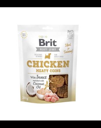 BRIT Jerky Chicken with Insect Meaty Coins Recompense cu pui si insecte pentru caini 200 g