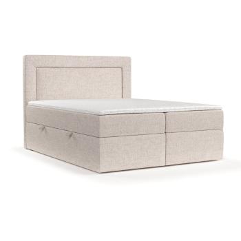 Pat boxspring bej cu spațiu de depozitare 200x200 cm Imagine – Maison de Rêve