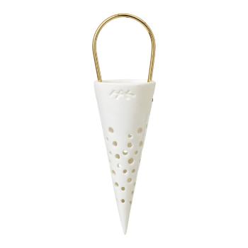 Decorațiune suspendată din ceramică Kähler Design Cone, înălțime 14,5 cm, alb