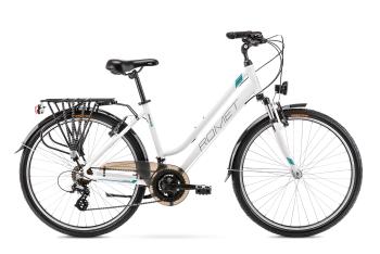 Bicicleta de trekking pentru femei Romet Gazela 26 1 Alb/Turcoaz 2022