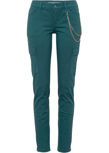 Pantaloni skinny-cargo, cu lanţ