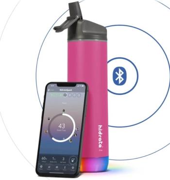 HidrateSpark Sticlă inteligentă din oțel inoxidabil cu pai 620 ml, Bluetooth tracker, roz