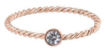 Troli Inel fin din oțel cu zirconiu transparent Rose Gold 55 mm