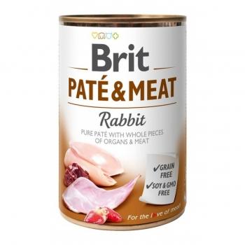 BRIT Pate & Meat, Iepure, conservă hrană umedă fără cereale câini, (pate cu bucăți de carne), 400g