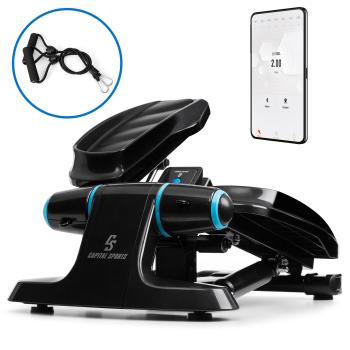 Capital Sports Galaxy Step, mini stepper, suprafețe de rulare premium, afișaj LCD, aplicație, albastru