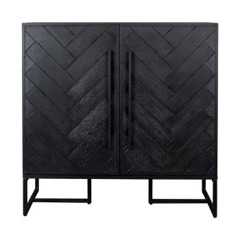 Dulap vinotecă cu aspect de lemn exotic neagră număr sticle 24, 100x100 cm Class - Dutchbone