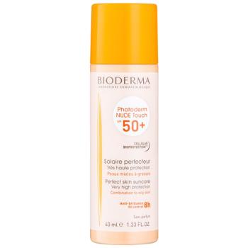 Bioderma Photoderm Nude Touch fluid tonifiant de protecție pentru piele mixtă și grasă SPF 50+ culoare Very Light Colour 40 ml