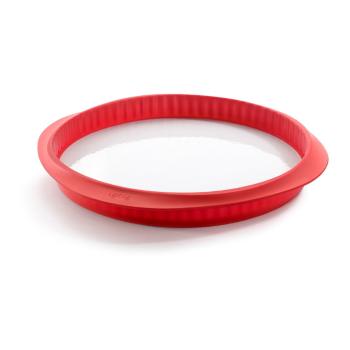 Formă din silicon cu cu farfurie din ceramică Lékué, ⌀ 28 cm, roșu