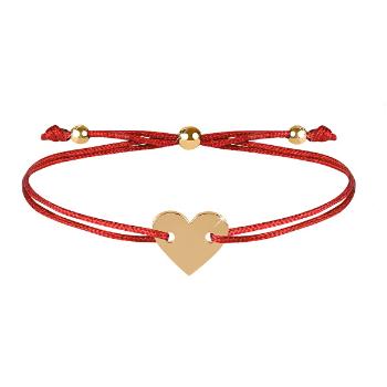 Troli Brățară șnur charm cu o inimă - șnur roșu / accesoriu inimă placat cu aur