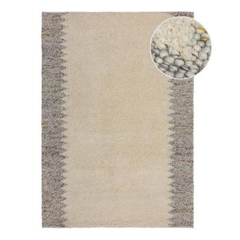 Covor gri/crem țesut manual din amestesc de lână 160x230 cm Minerals Border – Flair Rugs