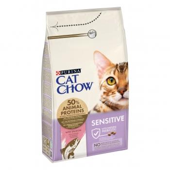 PURINA Cat Chow Sensitive, Somon, hrană uscată pentru pisici, sensibilități digestive, 1.5kg