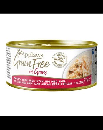 APPLAWS Grain Free hrana umeda fara cereale pentru pisici, cu pui si rata in sos, 12 x (6x70g)