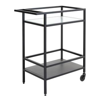 Măsuță de servire cu roți din sticlă 42x70 cm Bronco – Unique Furniture