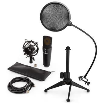 Auna MIC-920B, set de microfon usb V2, microfon condensator, filtru pop, suport de masă