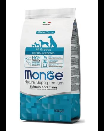 MONGE Hypoallergenic Dog hrană uscată pentru câini, cu somon și ton 2,5 kg
