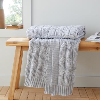 Pătură gri tricotată 130x170 cm Chunky Marl Knit – Catherine Lansfield