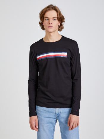 Tommy Hilfiger Sliced Bar Tricou Negru