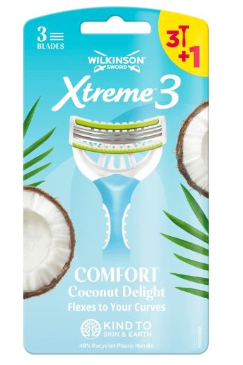 Wilkinson Sword Aparat de ras de unică folosință pentru femei Xtreme3 Bulldog Sensitive Comfort Coconut 4 buc