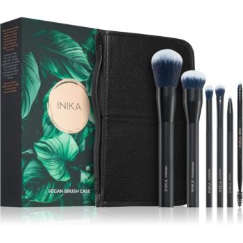 INIKA Organic Brush Case With Brushes set de pensule cu husă 6 buc