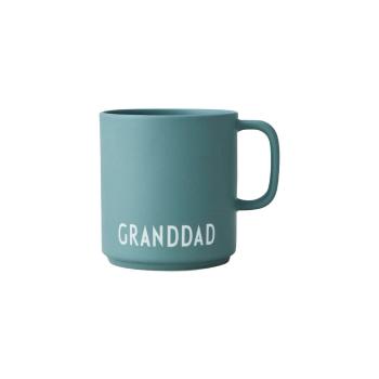 Cană din porțelan Design Letters Granddad, turcoaz