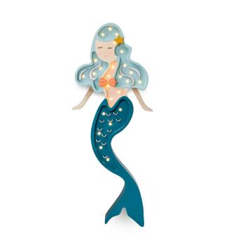 Veioză albastră din pin Little Lights Mermaid, înălțime 51 cm