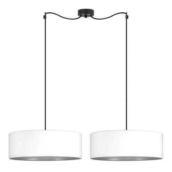 Lustră suspendată cu două brațe și detaliu argintiu Bulb Attack Tres XL, ⌀ 45 cm, alb