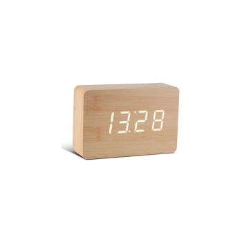 Ceas deșteptător cu LED Gingko Brick Click Clock, maro - alb