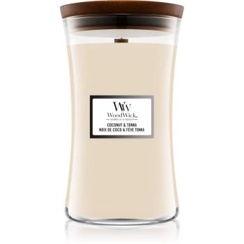 Woodwick Coconut & Tonka lumânare parfumată  cu fitil din lemn 609,5 g