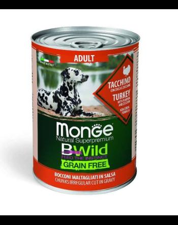 MONGE BWild Grain Free hrană umedă pentru câini, curcan 400g