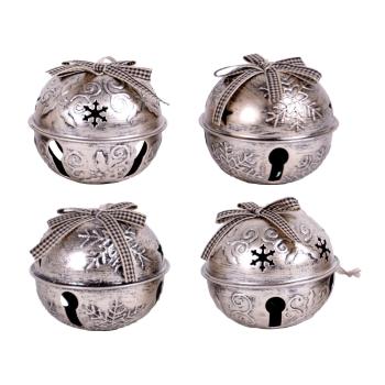 Set 4 decorațiuni de agățat - clopoței Ego Dekor, argintiu