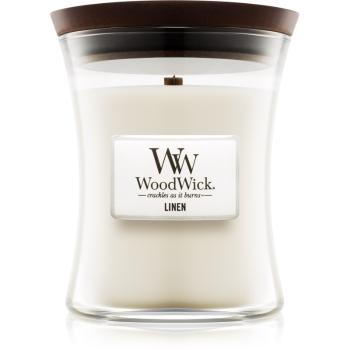 Woodwick Linen lumânare parfumată cu fitil din lemn 275 g