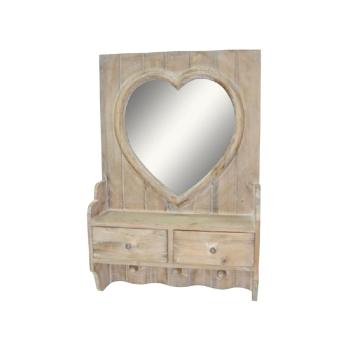 Oglindă cu sertare Antic Line Heart Vintage