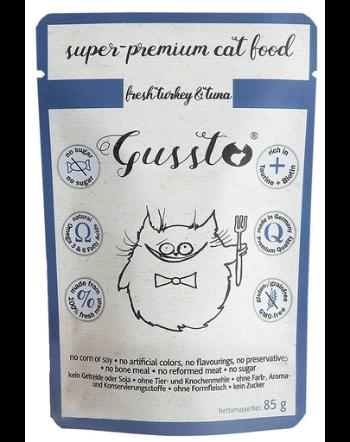 GUSSTO Cat Fresh Turkey&amp;Tuna ton si curcan, hrana pisici 24x85 g