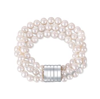 JwL Luxury Pearls Brățară cu trei rânduri din perle albe adevărate JL0668