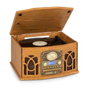 Auna NR-620, DAB, sistem stereo, lemn, gramofon, DAB+, CD player, maro